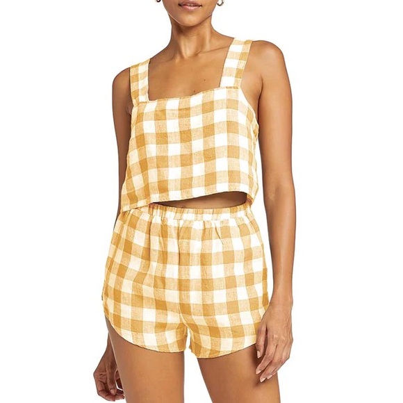 Vitamin A Tops - Vitamin A Gingham Linen Tallows Set